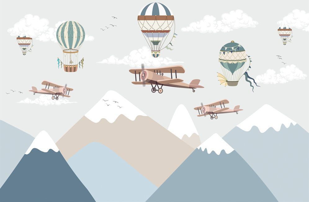 Papier Peint Avion <br/> Évasion Aérienne vers les Montagnes