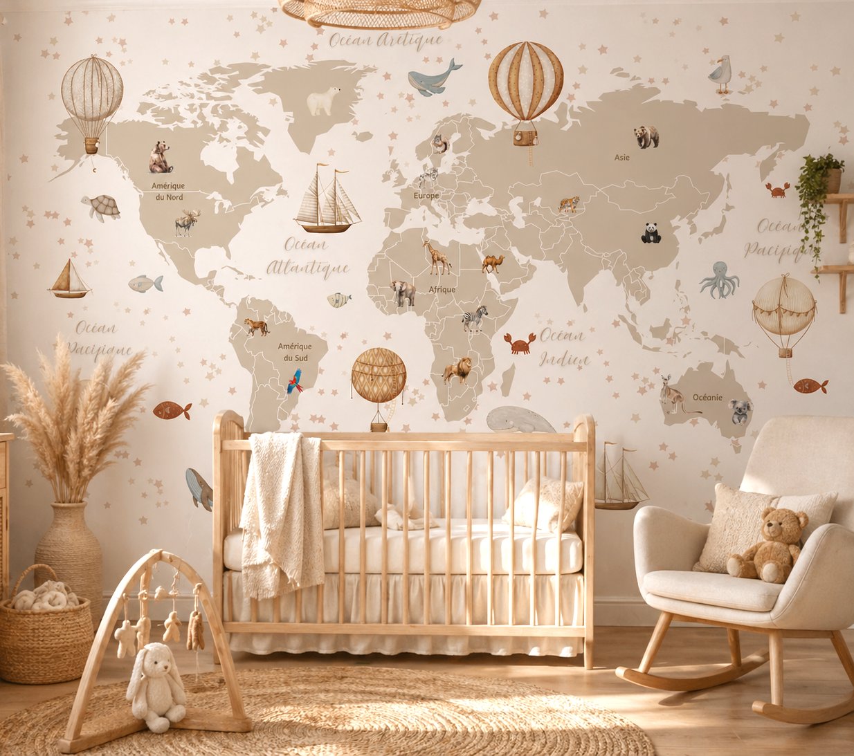 Papier Peint Carte du Monde <br/> Découverte Douce en Français