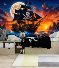 Thumbnail for Papier peint pirate noir pour adolescent - Jolly Roger