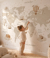 Thumbnail for Papier Peint Carte du Monde <br/> Tapisserie Douce en Français