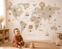 Thumbnail for Papier Peint Carte du Monde <br/> Découverte Douce en Français