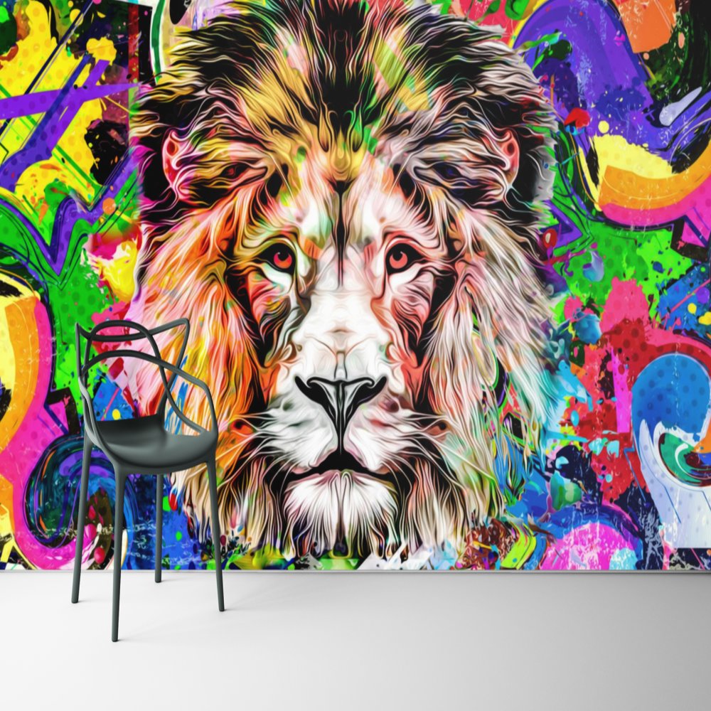 Papier Peint Ado Classique <br/> Lion Mural Graffiti