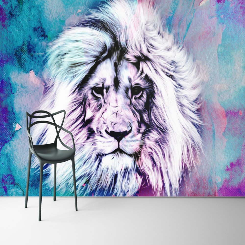 Papier Peint Ado Classique <br/> Lion Lumineux Bleu