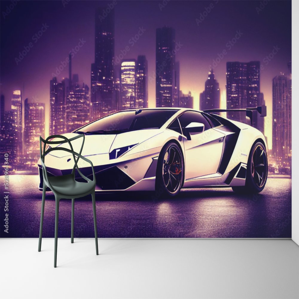 Papier Peint Voiture <br/> Lamborghini Blanche