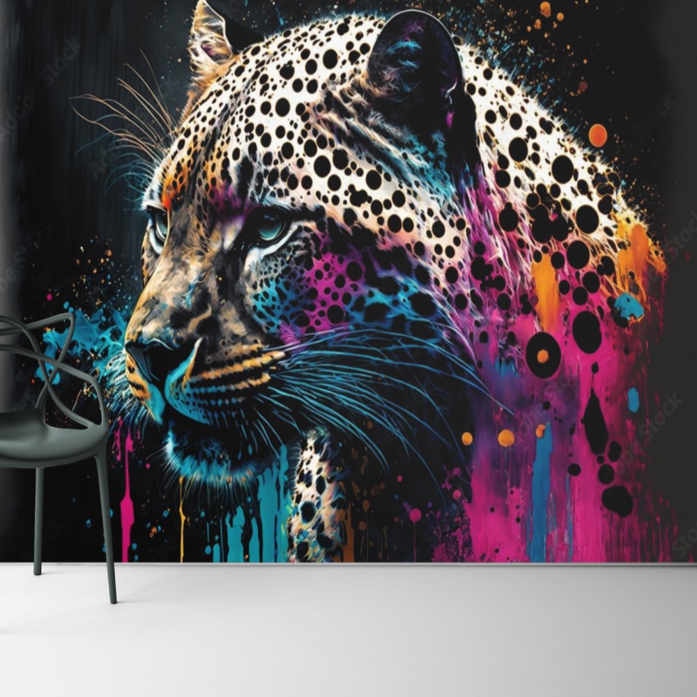 Papier Peint Graffiti <br/> Léopard Couleur Explosion