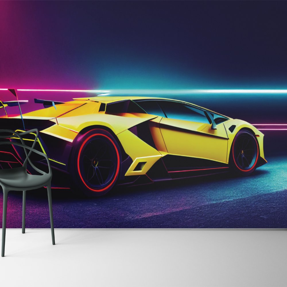 Papier Peint Voiture <br/> Lamborghini Jaune