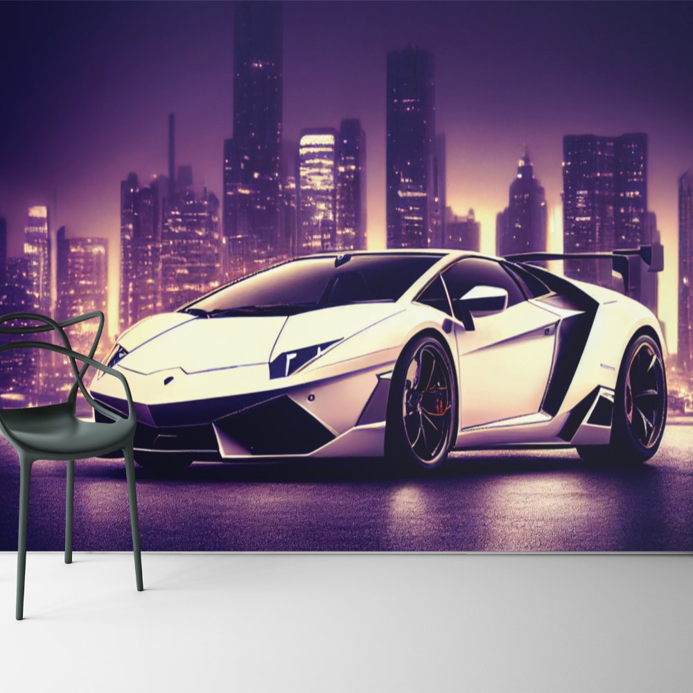 Papier Peint Voiture <br/> Lamborghini Blanche