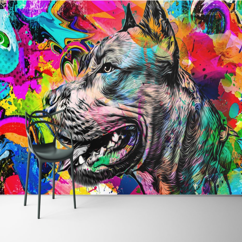 Papier Peint Ado Classique <br/> Chien Féroce Graffiti