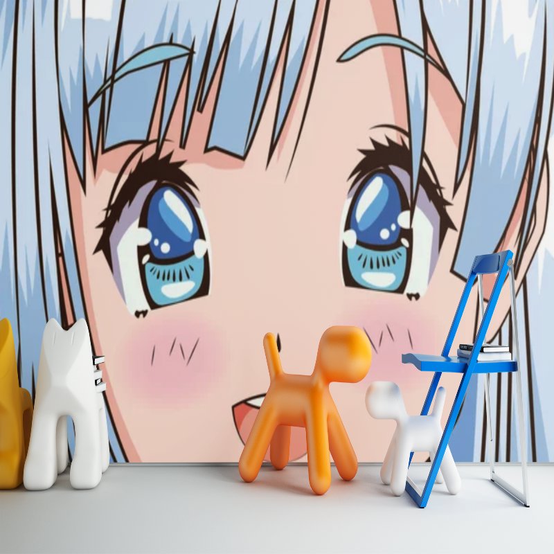 Papier Peint Japonais Manga <br/> Chevelure Bleue