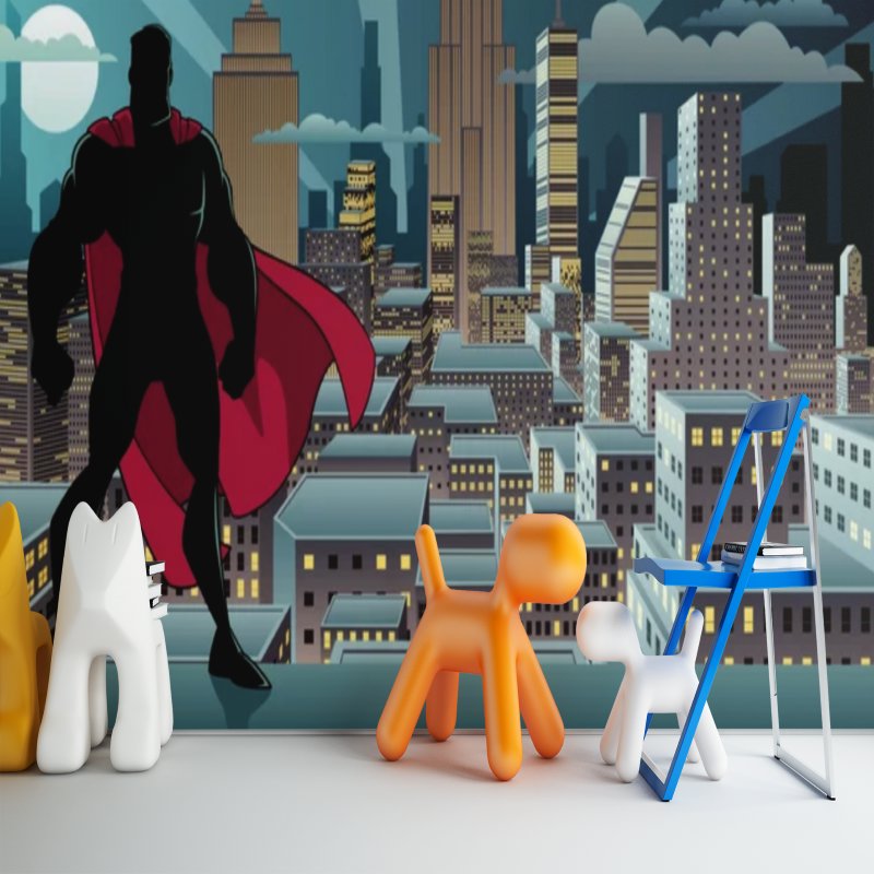 Papier Peint Super Héros <br/> Justicier et Cape Rouge