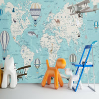 Thumbnail for Papier Peint Carte du Monde <br/> Mappemonde Bleue