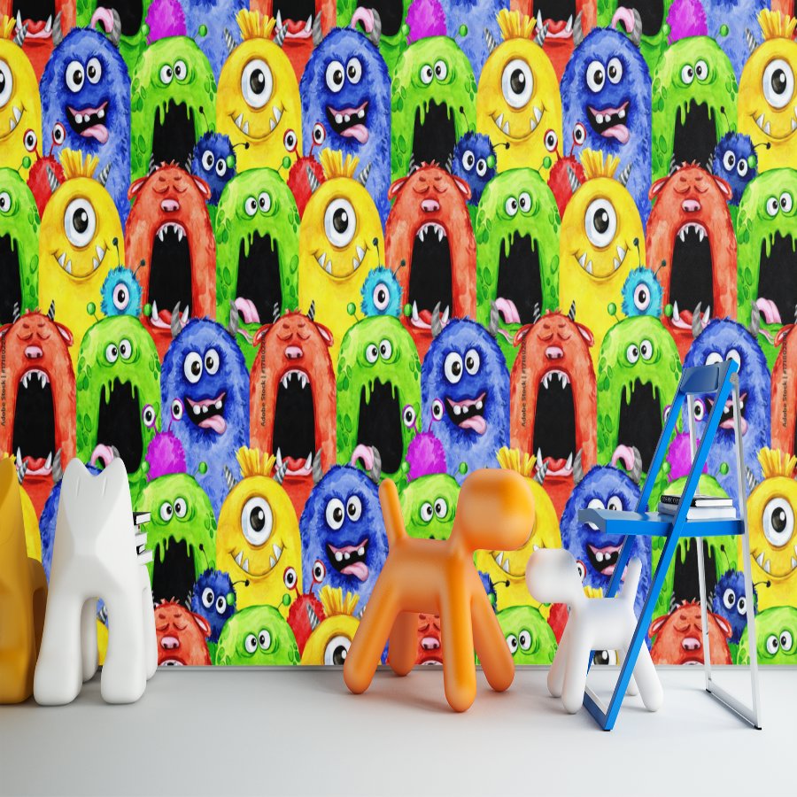 Papier Peint Garçon Classique <br/> Monstre Rigolo