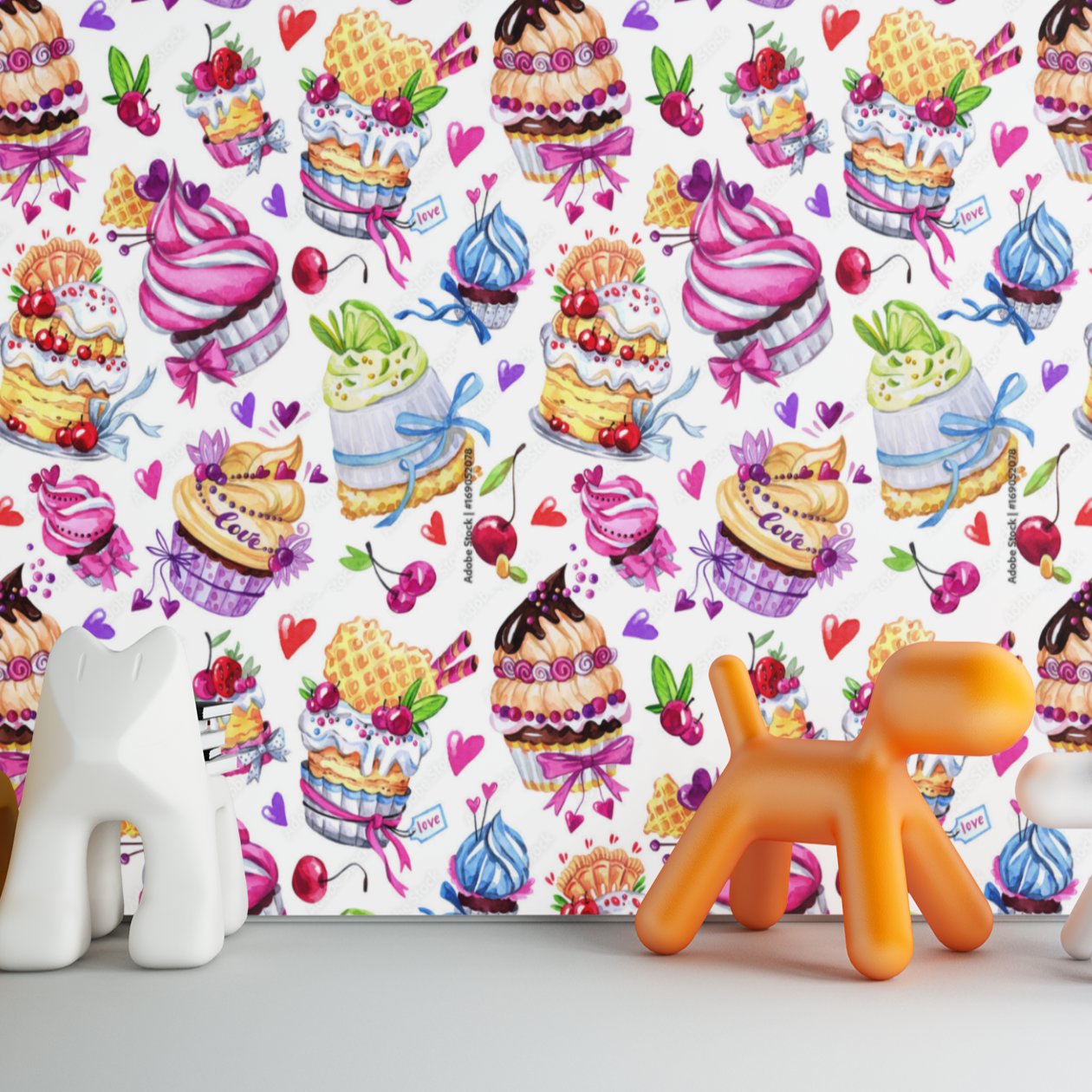 Papier Peint Fille Classique <br/> Pâtisserie Girly