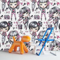 Thumbnail for Papier Peint Fille Classique <br/> Rock Star Rose