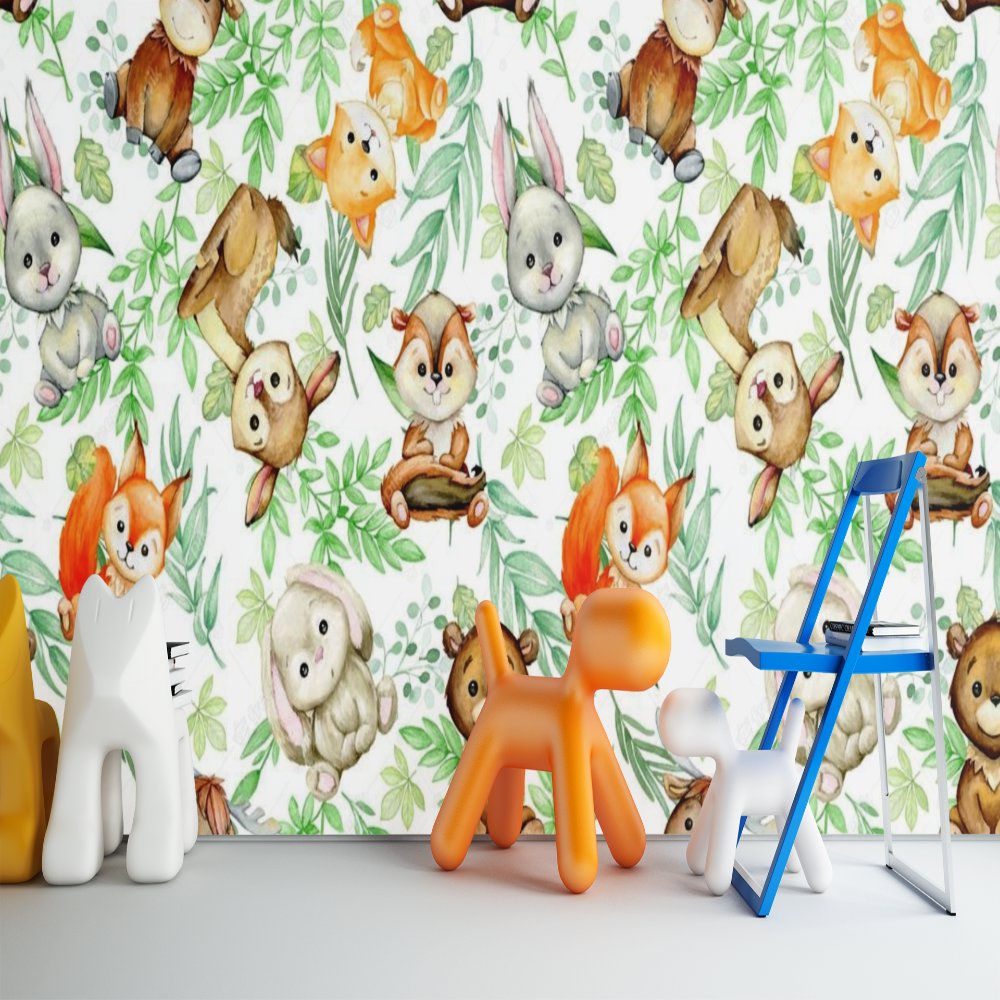 Papier Peint Animaux <br/> Ecureuil et Lapin