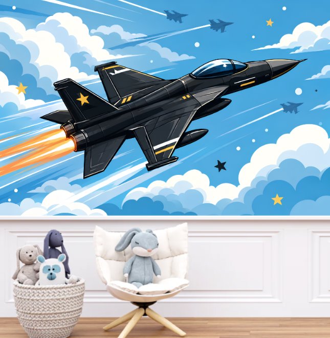 Papier Peint Avion de Chasse | Le Petit Intissé