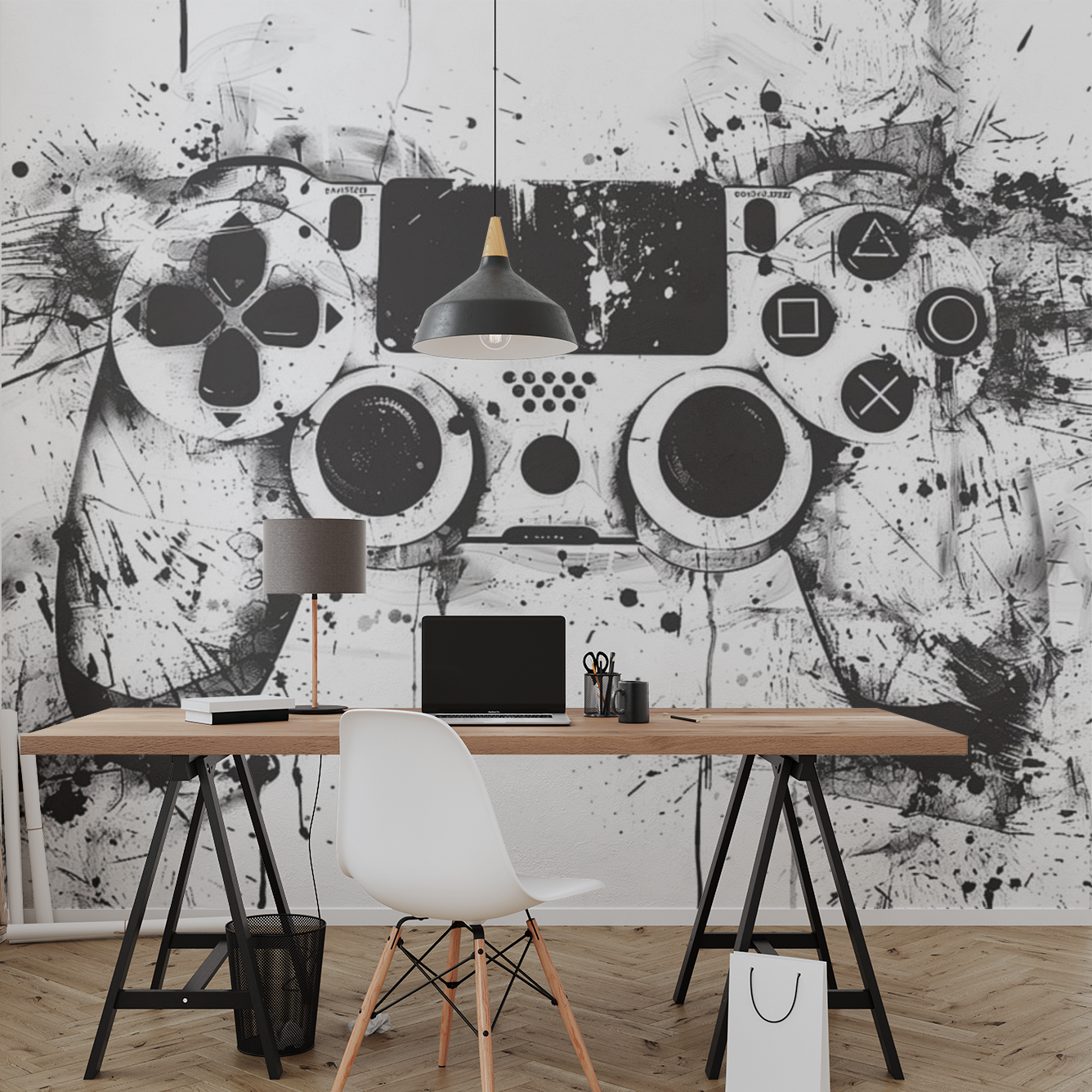 Papier Peint Gamer Noir et Blanc | Le Petit Intissé