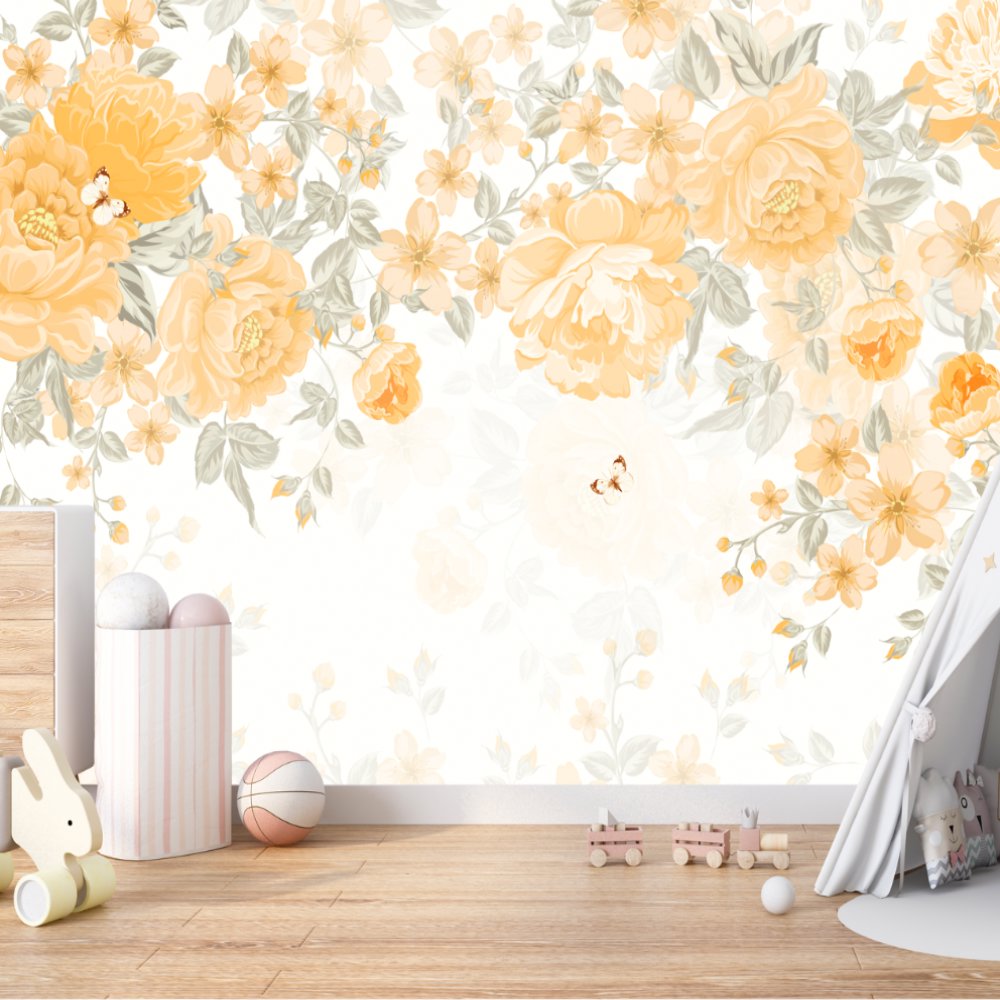 Papier Peint Fleur <br/> Jolie Jaune