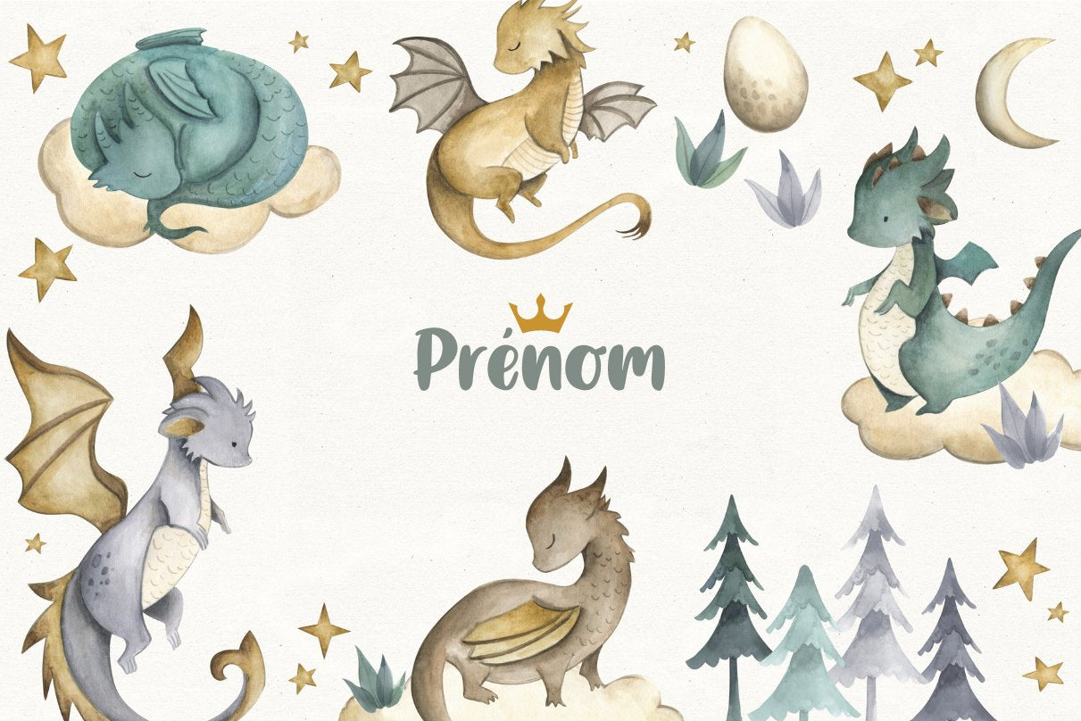 Papier Peint avec Prénom <br/> Dragon Roi