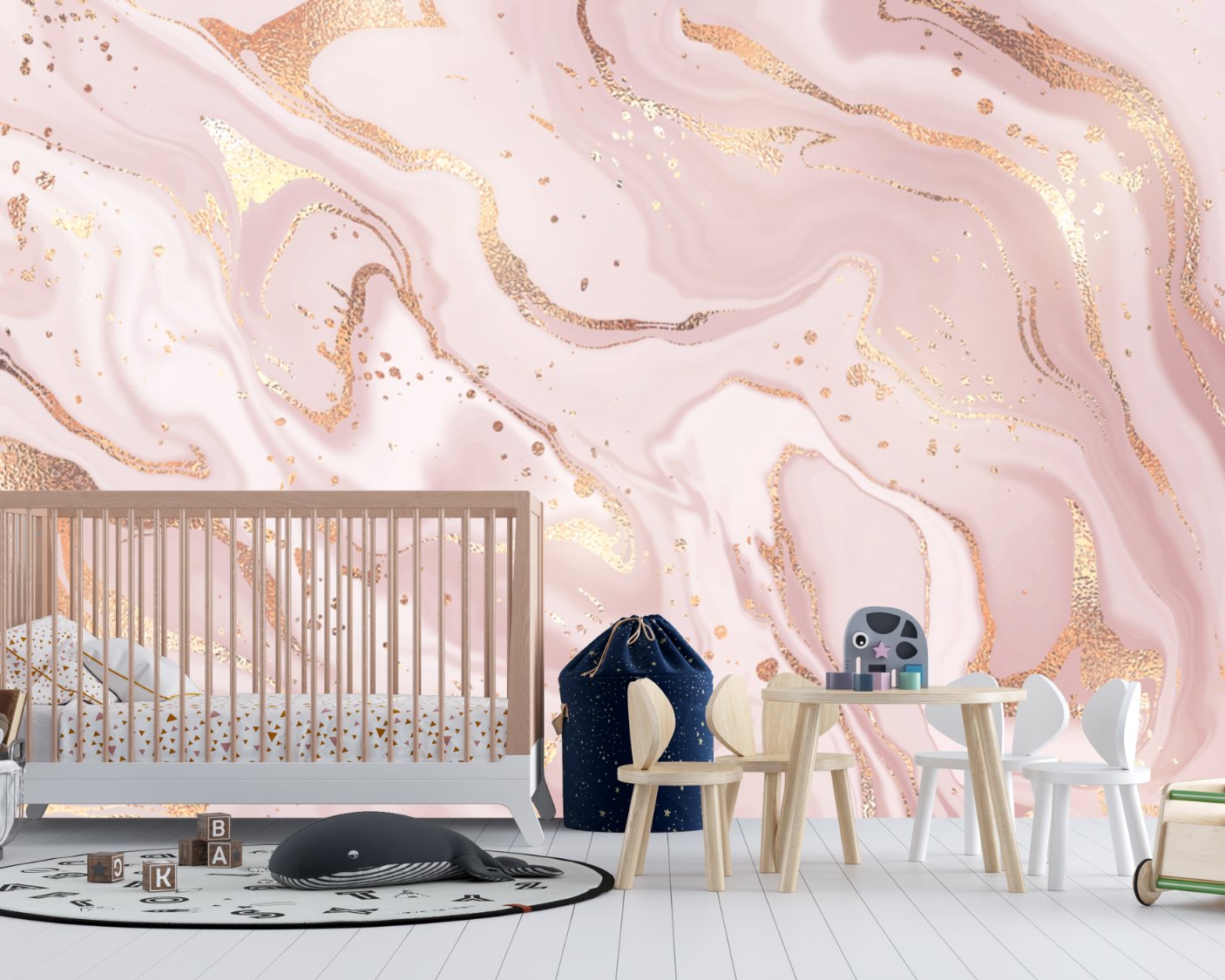 Papier Peint Marbre <br/> Effet Rose Merveille