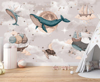 Thumbnail for Papier Peint Marin <br/> Rêverie et Baleines Magiques