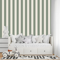 Thumbnail for Papier Peint Bébé Classique <br/> Rayure Vert Sauge