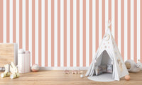 Thumbnail for Papier Peint Bébé Classique <br/> Rayure Rose et Blanc