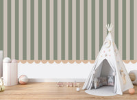 Thumbnail for Papier Peint Bébé Classique <br/> Rayure Vert Nature