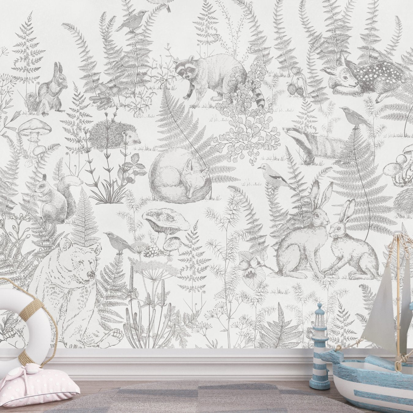 Papier Peint Animaux <br/> Forêt et Ours Mignon