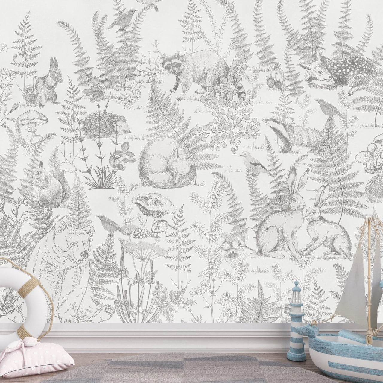 Papier Peint Animaux <br/> Forêt et Ours Mignon