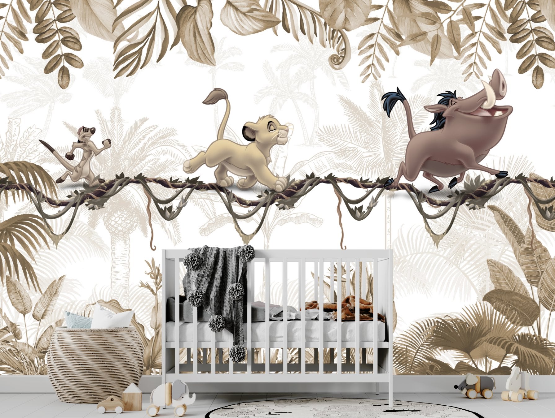 Papier Peint Animaux  <br/> Panoramique Beige Roi Lion