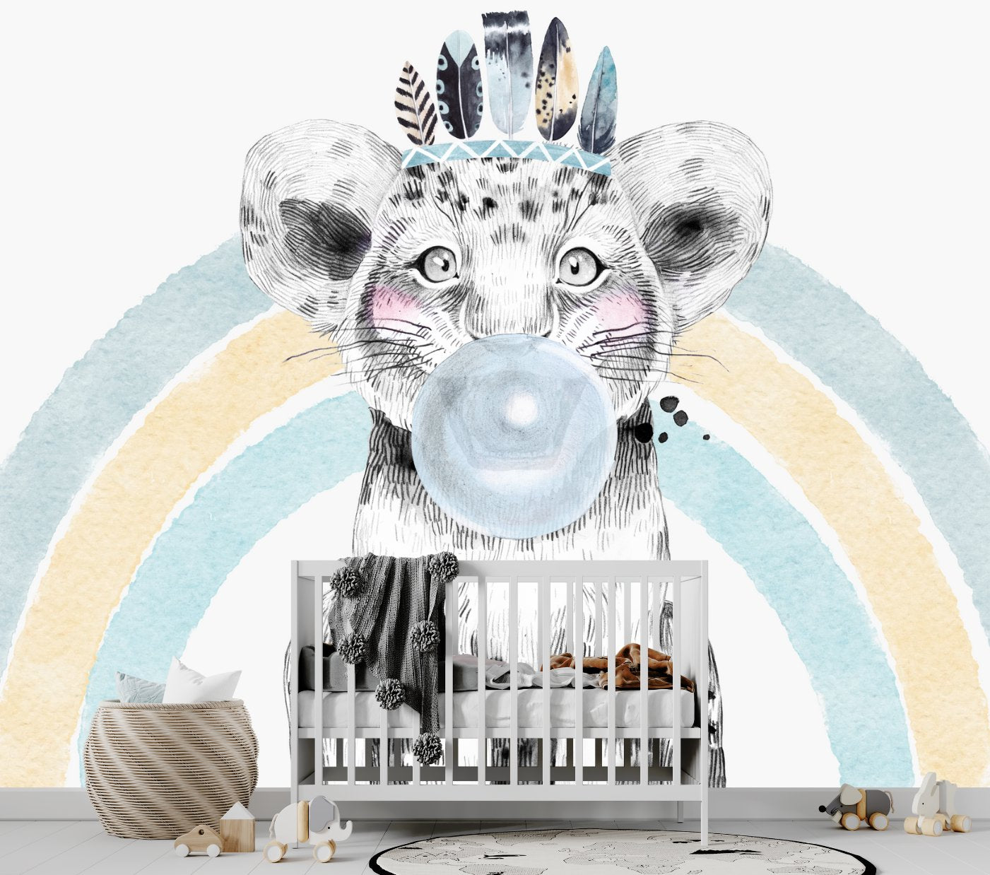 Papier Peint Animaux  <br/> Lion Arc-en-ciel et Gum