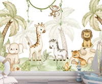 Thumbnail for Papier Peint Animaux  <br/> Jungle Douce Aquarelle