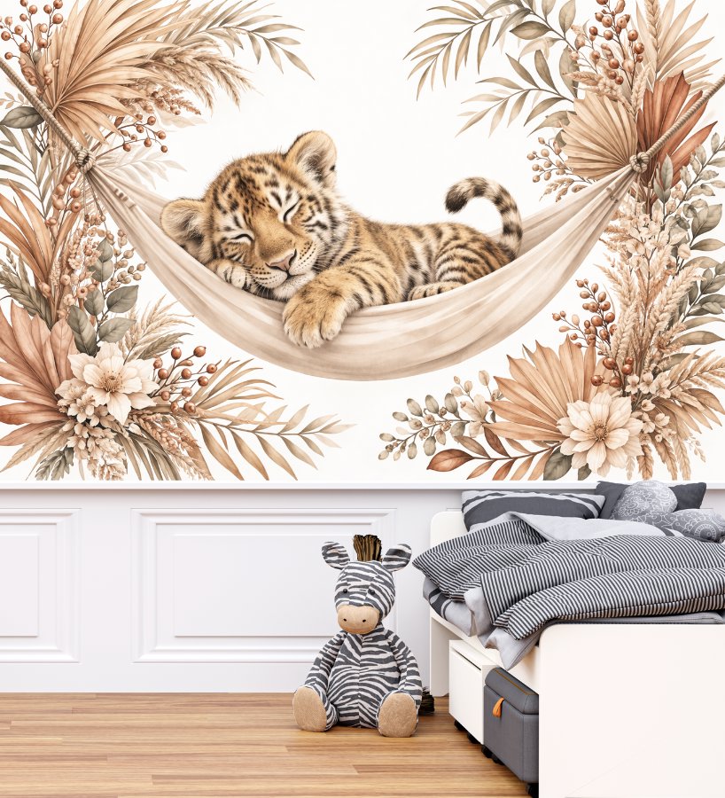 Papier Peint Animaux  <br/> Tigre Endormi Bohème