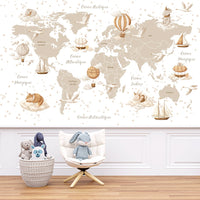 Thumbnail for Papier Peint Carte du Monde <br/> Tapisserie Douce en Français