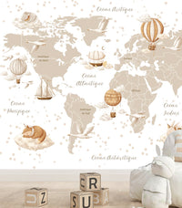 Thumbnail for Papier Peint Carte du Monde <br/> Tapisserie Douce en Français