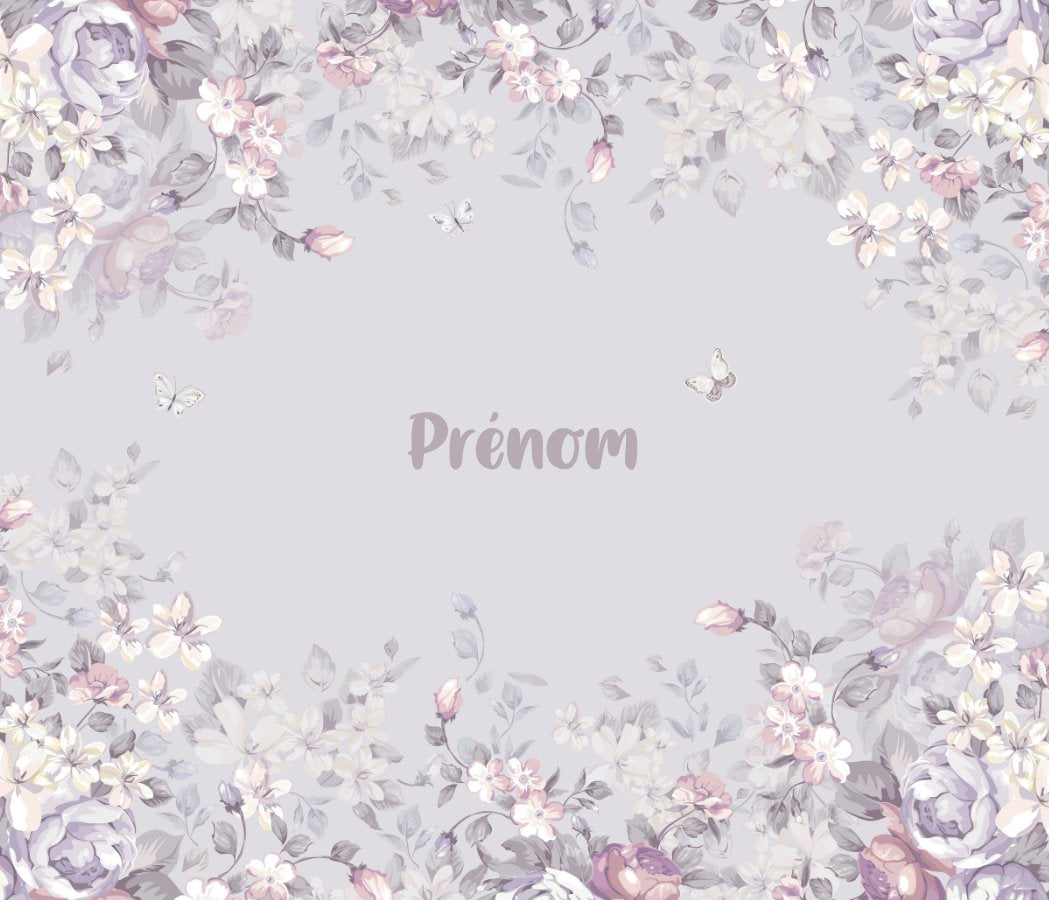 Papier Peint avec Prénom <br/> Fleurie Violette