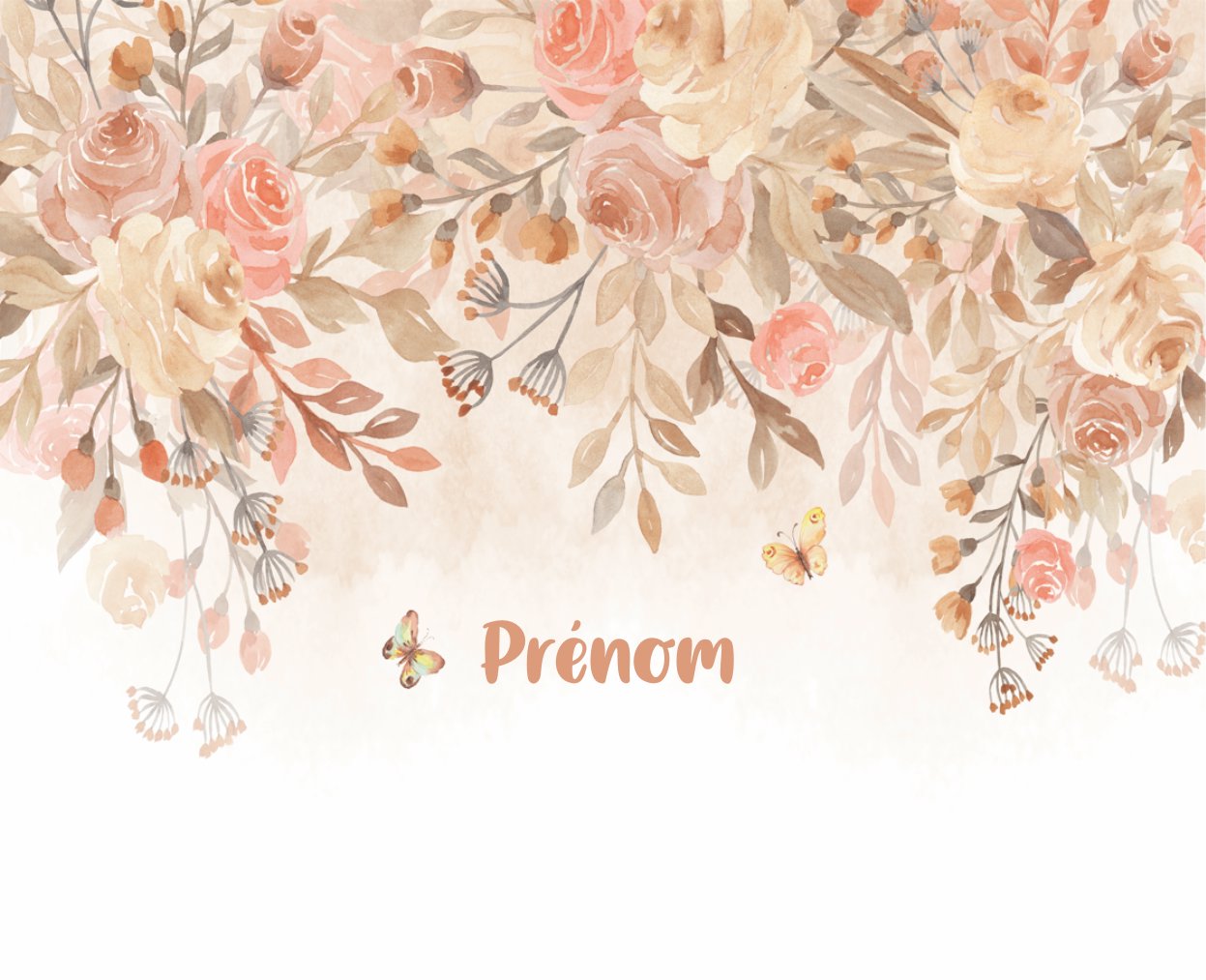 Papier Peint avec Prénom <br/> Fleur Délicate