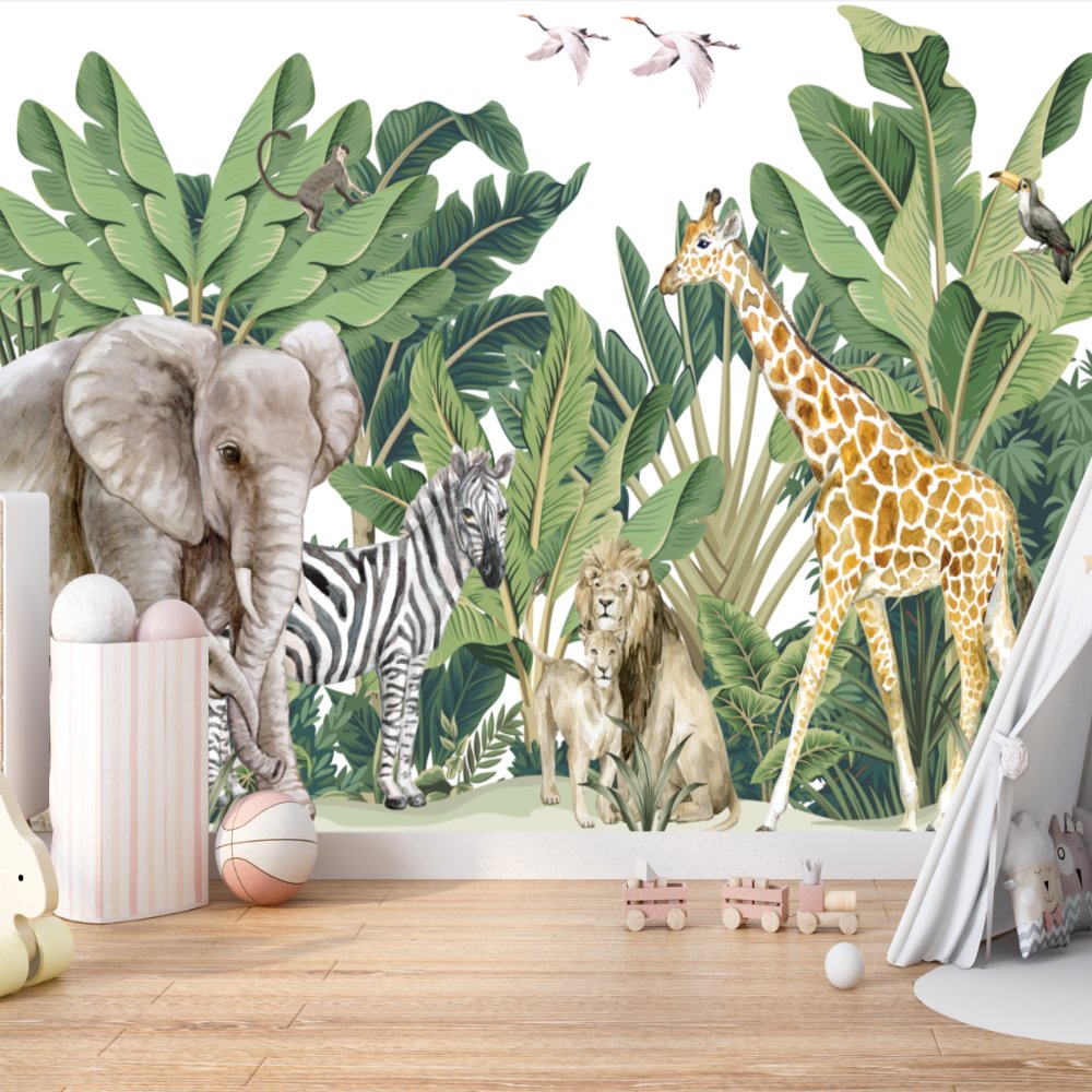 Papier Peint Animaux <br/>  Ambiance Vert et Jungle