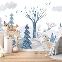 Thumbnail for Papier Peint Animaux <br/> Biche Forêt d'Hiver