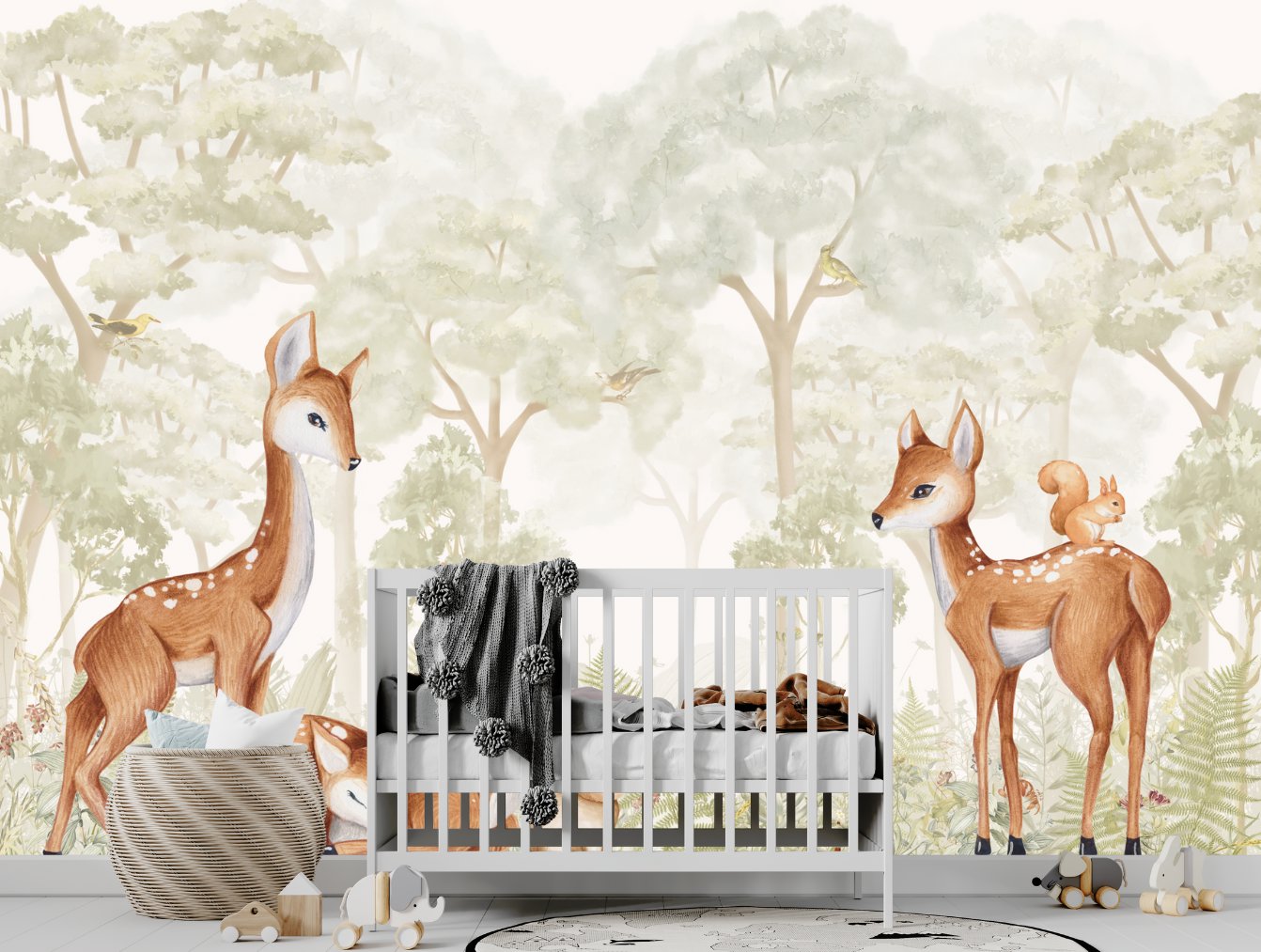Papier Peint Animaux <br/> Forêt et Compagnie des Cerfs