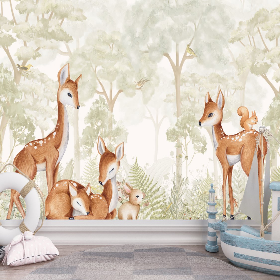 Papier Peint Animaux <br/> Forêt et Compagnie des Cerfs
