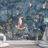 Thumbnail for Papier Peint Animaux <br/> Bleue Forêt et Copains