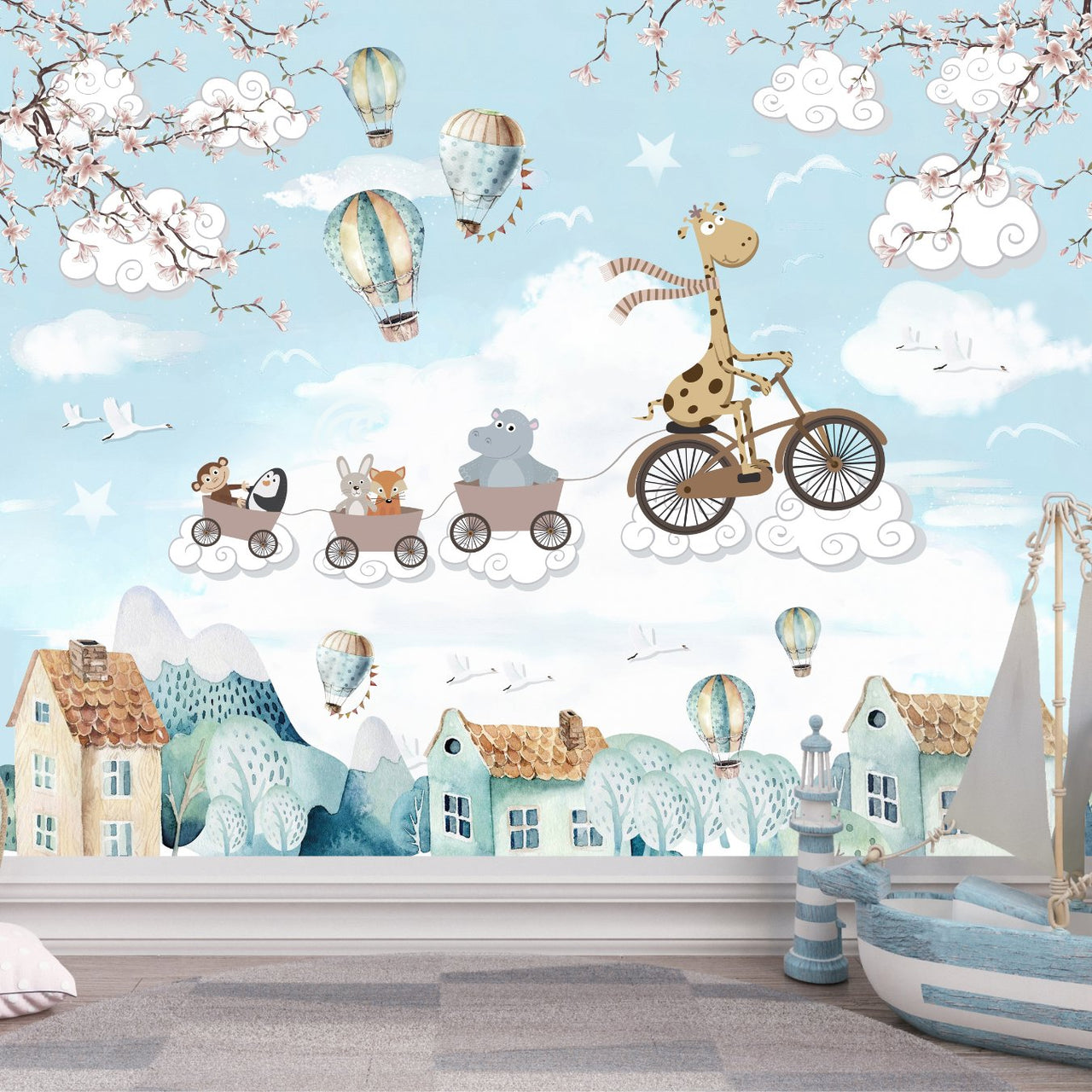 Papier Peint Animaux <br/> Girafe et Voyage Magique
