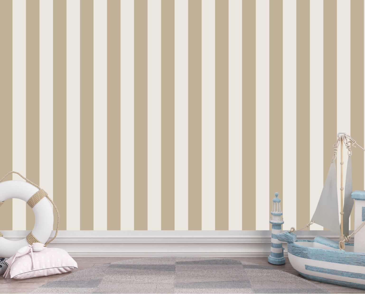 Papier Peint Rayure Beige | Le Petit Intissé