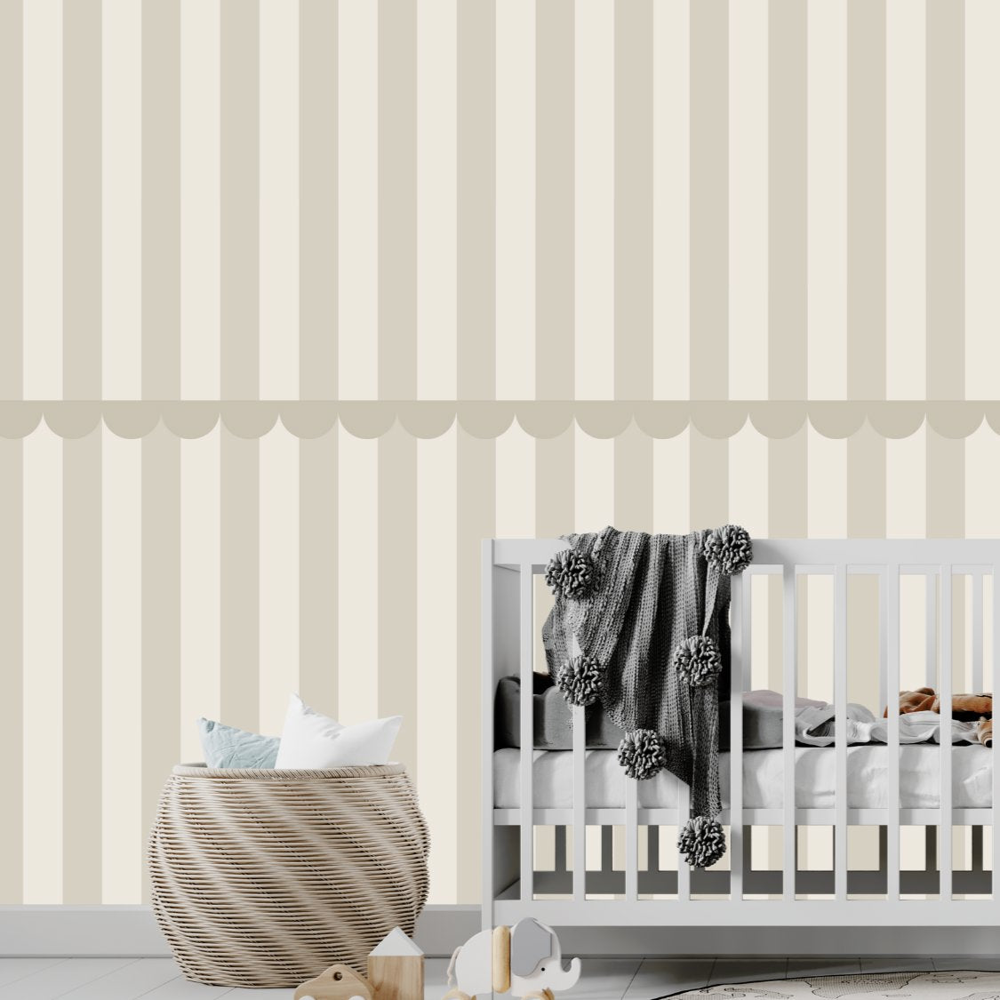 Papier Peint Bébé Classique <br/> Rayure et Tuile Chambre Enfant