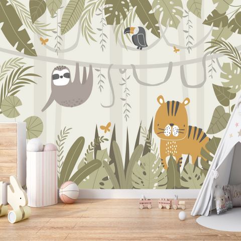 Papier Peint Enfant Jungle Animaux | Le Petit Intissé