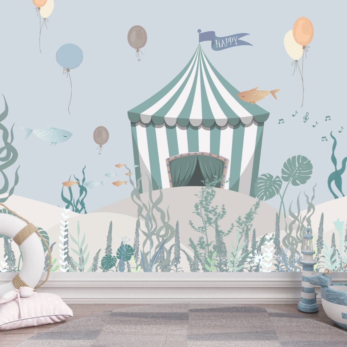 Papier Peint Marin <br/> Cirque et Thème Mer