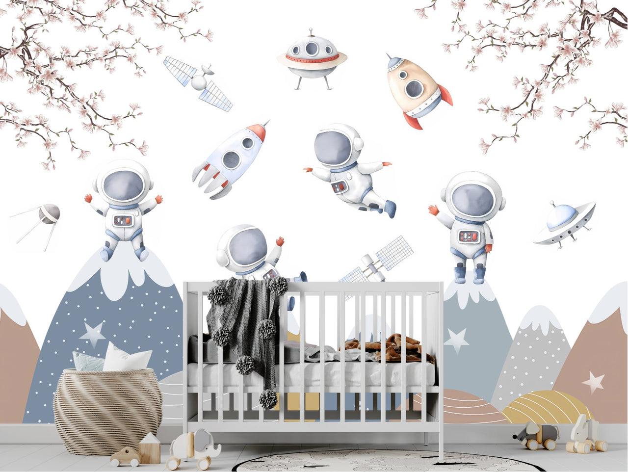 Papier Peint Espace <br/> Astronautes dans la Montagne