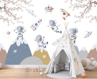 Thumbnail for Papier Peint Espace <br/> Astronautes dans la Montagne